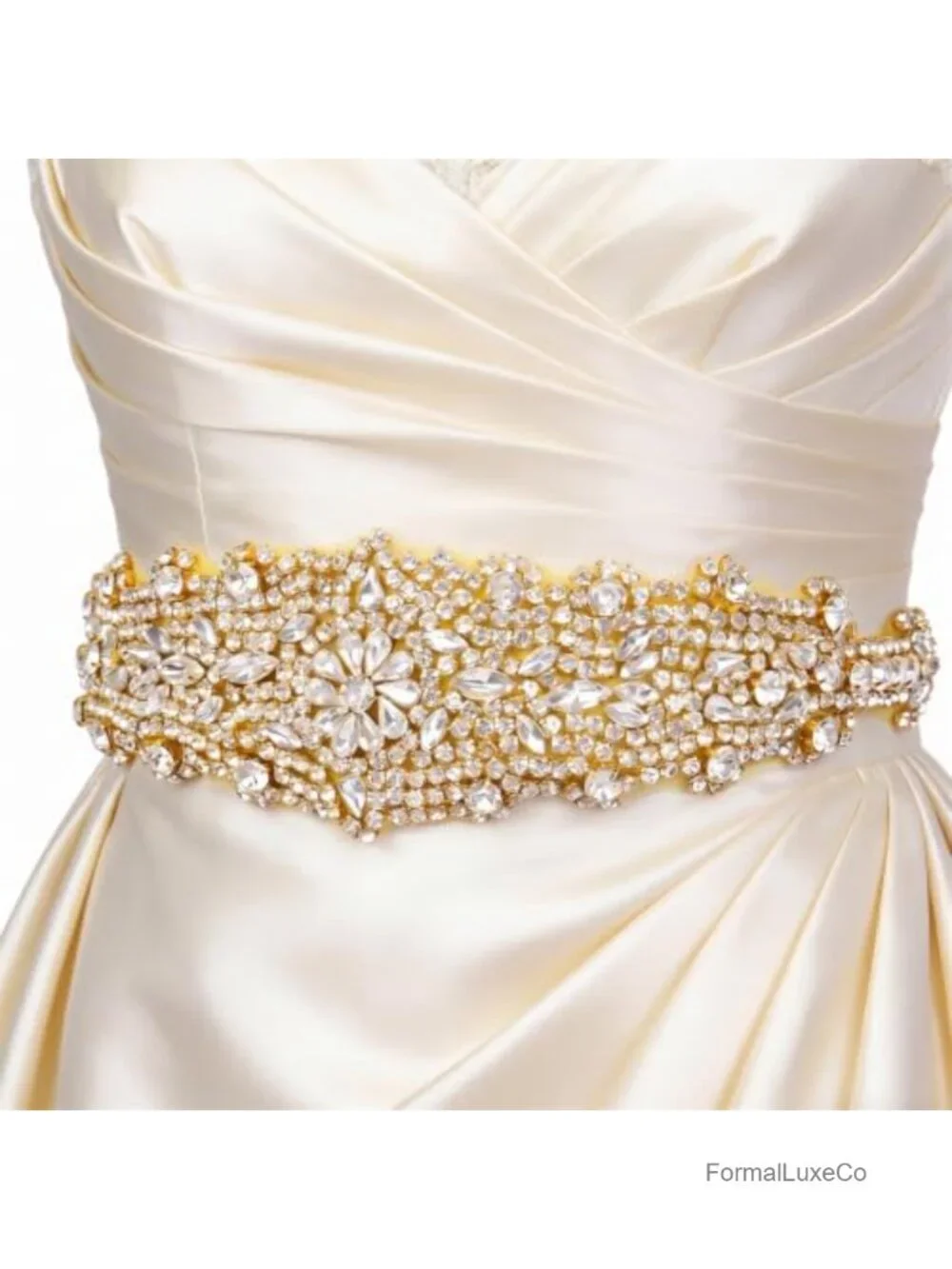 Crystal Beaded Rhinestone Wedding Dress Belt Sash Iron-On